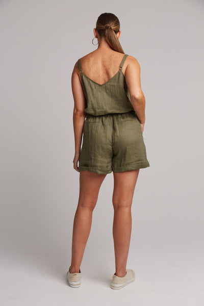 back view khaki studio shorts from eb&ive for ladies