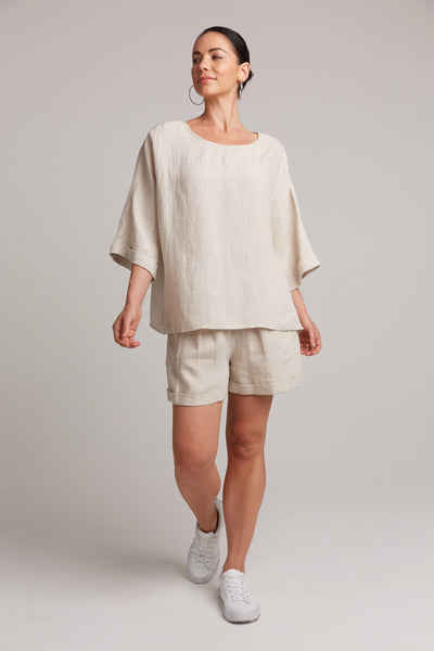 linen shorts beige natural tusk mid thigh
