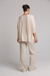 eb&ive studio jersey top relaxed fit long sleeves in tusk beige off white