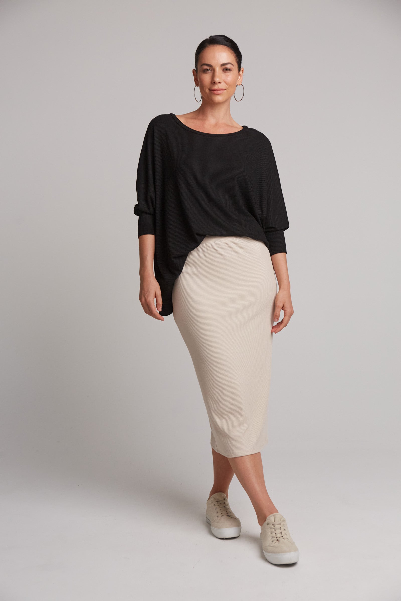 eb&ive studio jersey skirt mid calf length tusk (off white)
