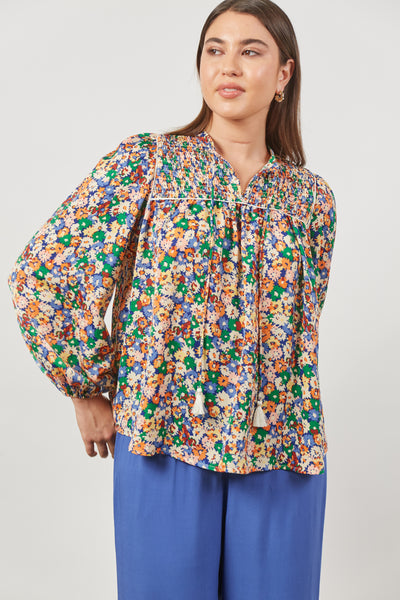 Isle of Mine Floral Multi Colour Romance Blouse with tassels