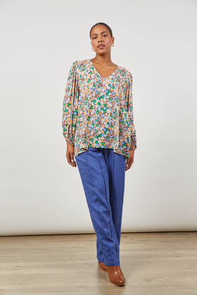 Vi-Neck relaxed top with long balloon sleeves euphoria isle of mine