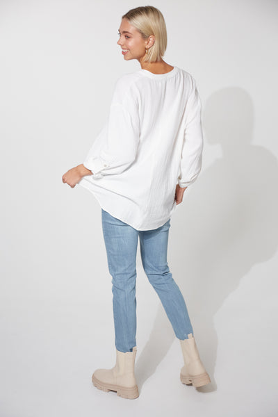 back of the haven sky cotton blouse top in snow white
