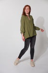 Fern Green long sleeve V-neck relaxed Skye top from haven