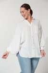 ladies shirt with collar and buttons, long sleeves and batwings