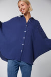 blue haven long sleeve bat wing shirt with collar and buttons