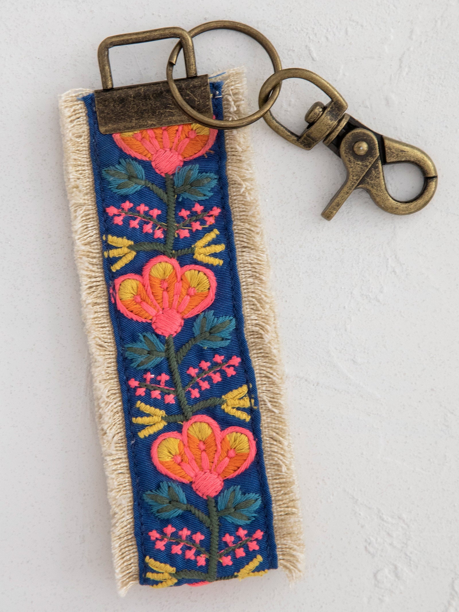 Embroidered Key Ring Wristlet