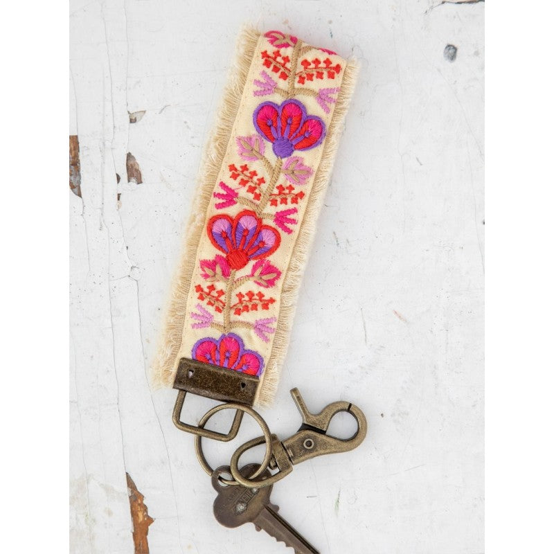 Embroidered Key Ring Wristlet