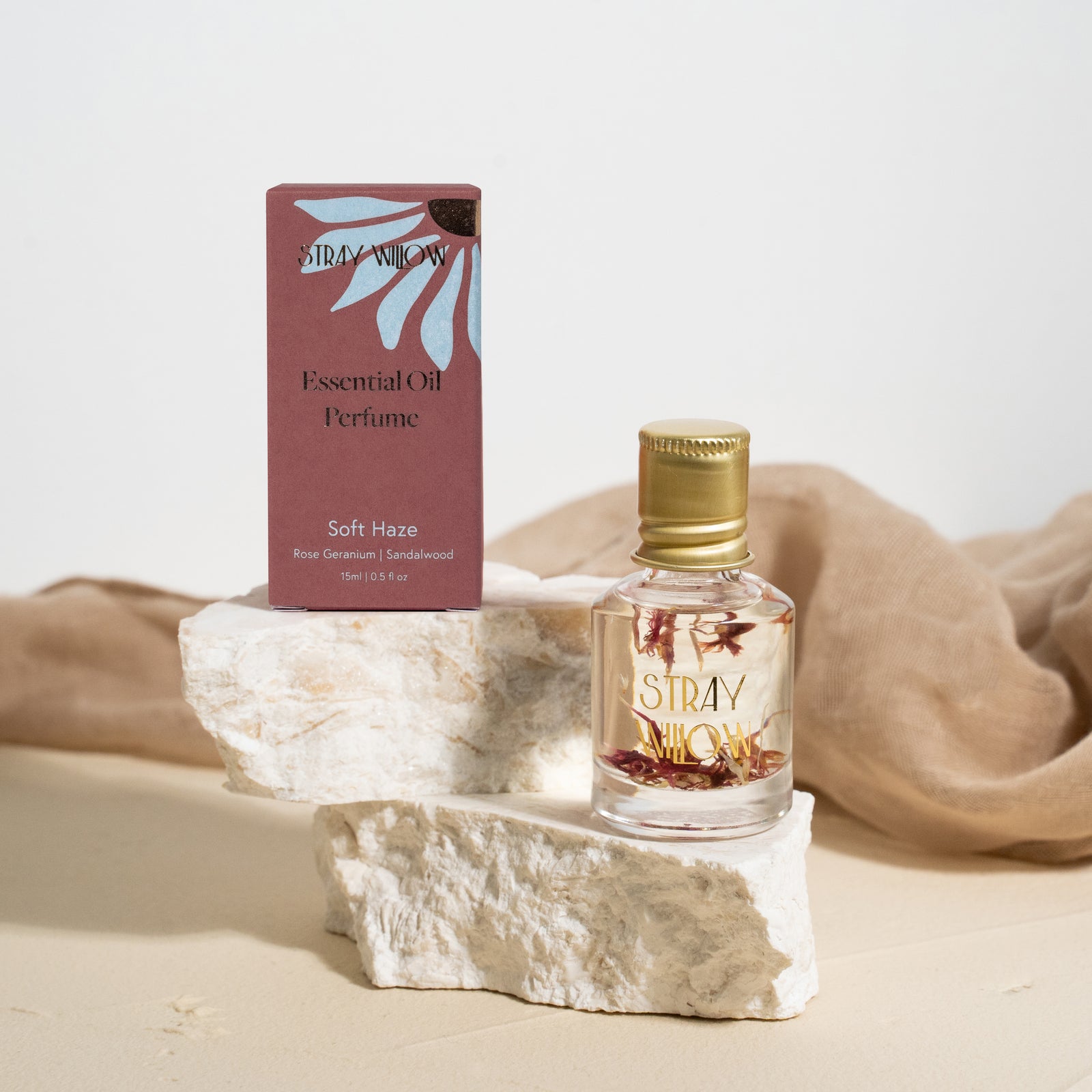 Soft Haze Essential Oil Perfume Roller - Balance with Geranium by Stray Willow.