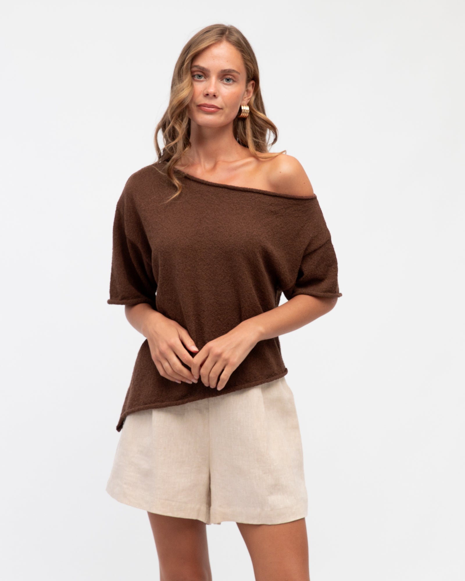 Asy Boucle Knit Top