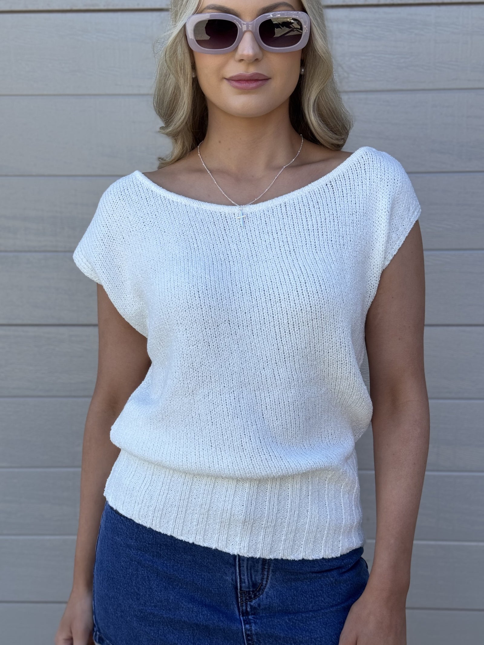 Boat Neck Knit Top