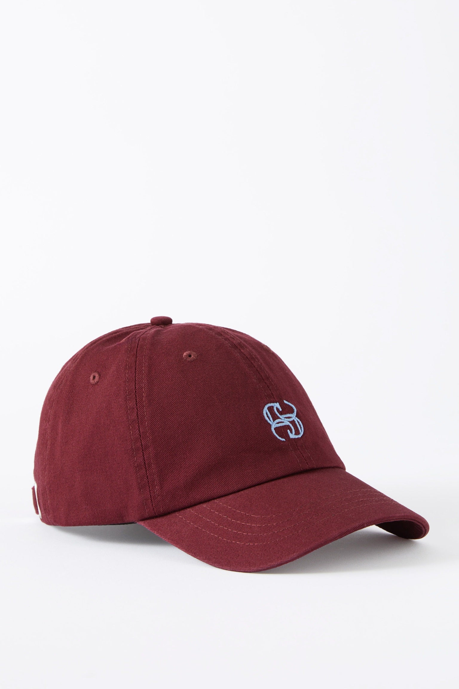 Pip Everyday Monogrammed Cap in Burgundy with Blue embroidery by Ceres Life.