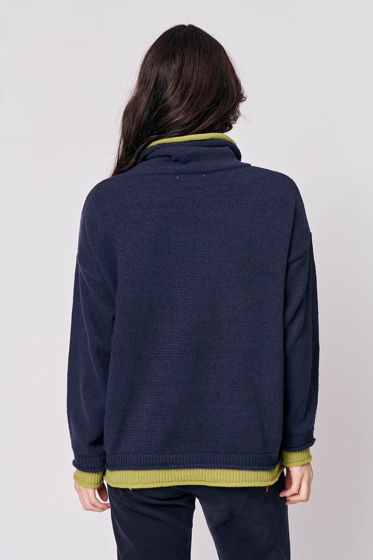 Contrasting Cowl Neck Knit Jumper