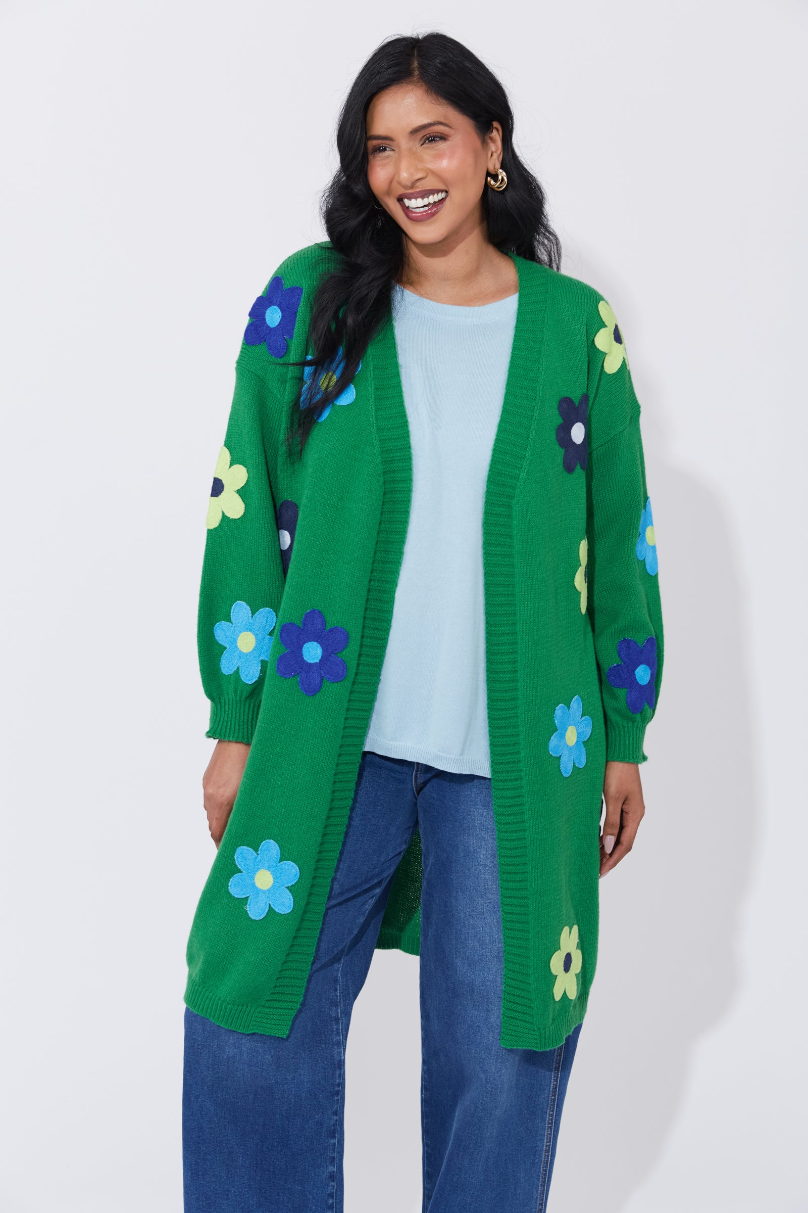 Delphi Flower Long Knit Cardigan