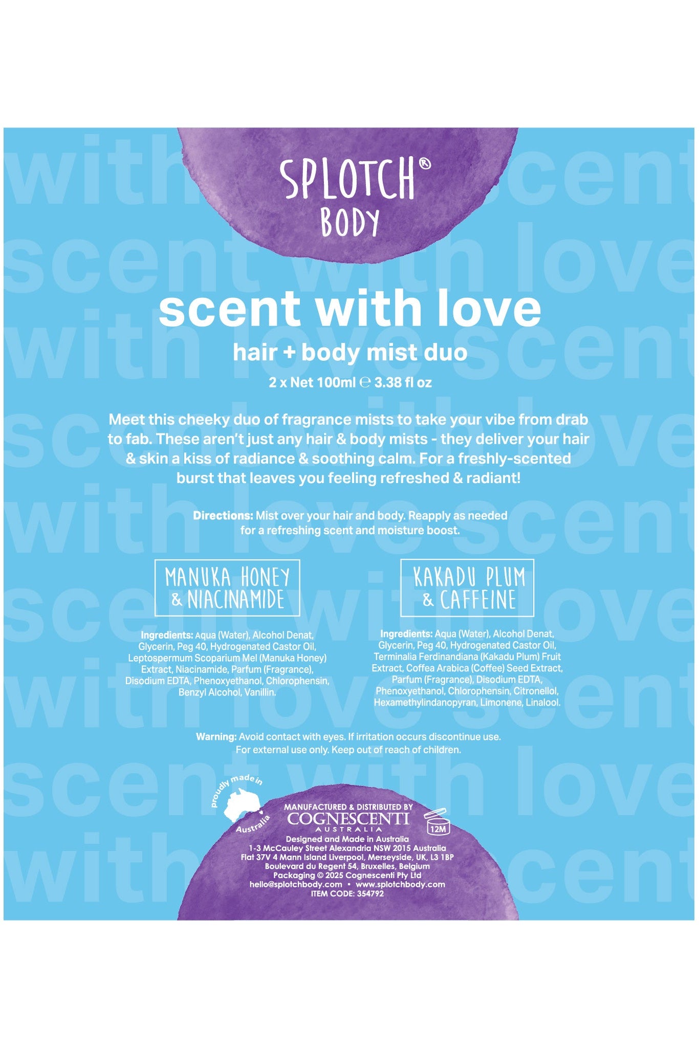 Scent With Love Hair and Body Mist Duo