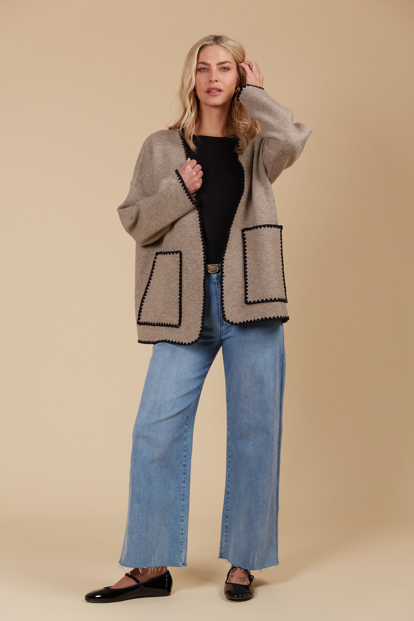 Athena Contrast Stitch Cardigan