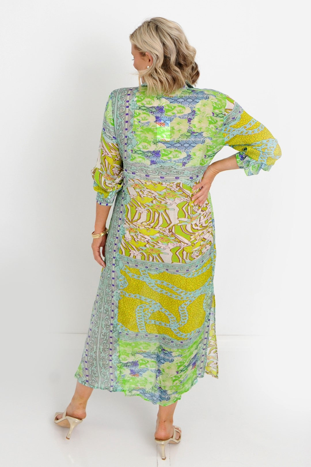 Sage Silk Shirt Dress