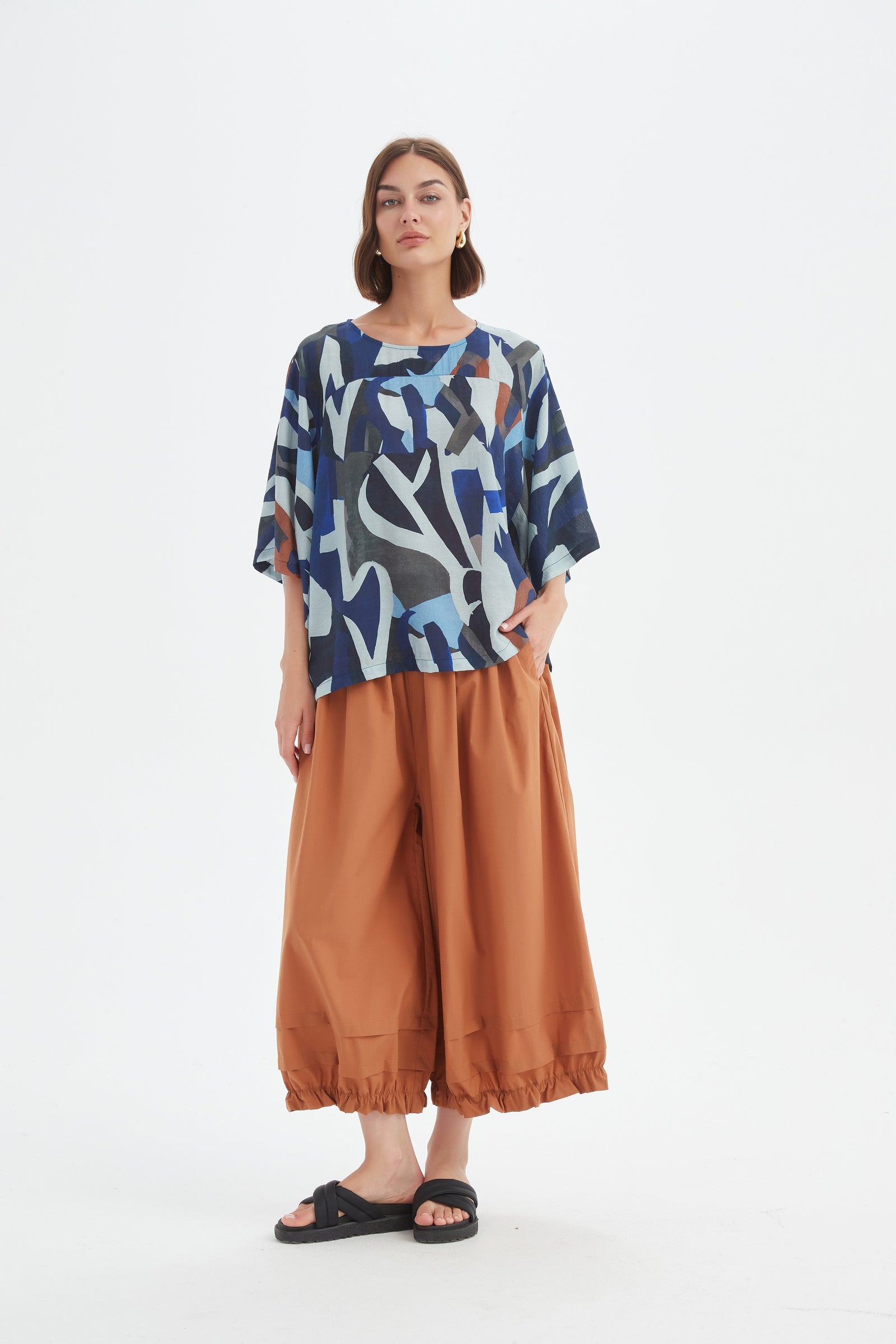 Wide Sleeve Print Top