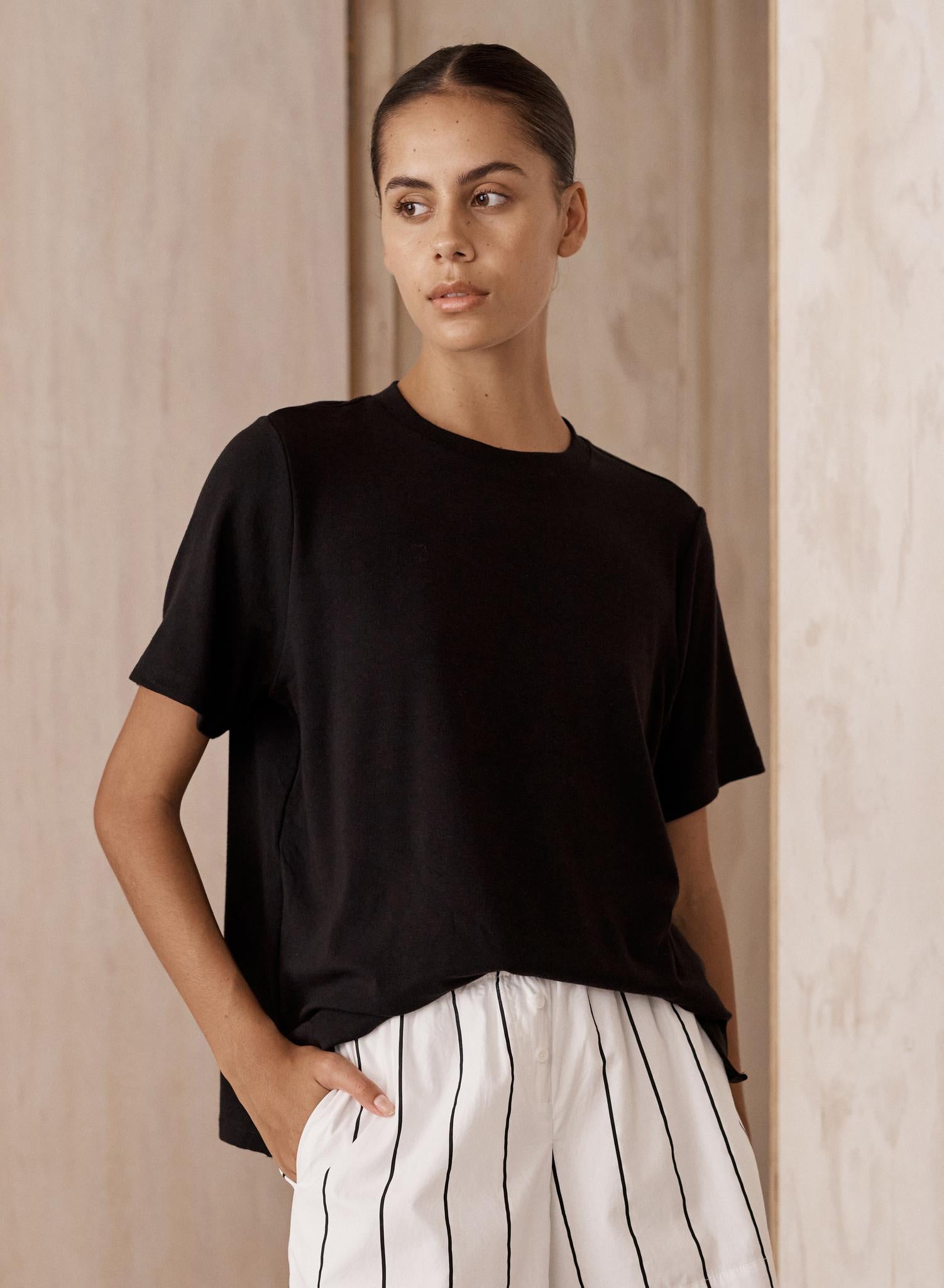 Little Lies Black Lounge tshirt wtih short sleeves and incredible softness.