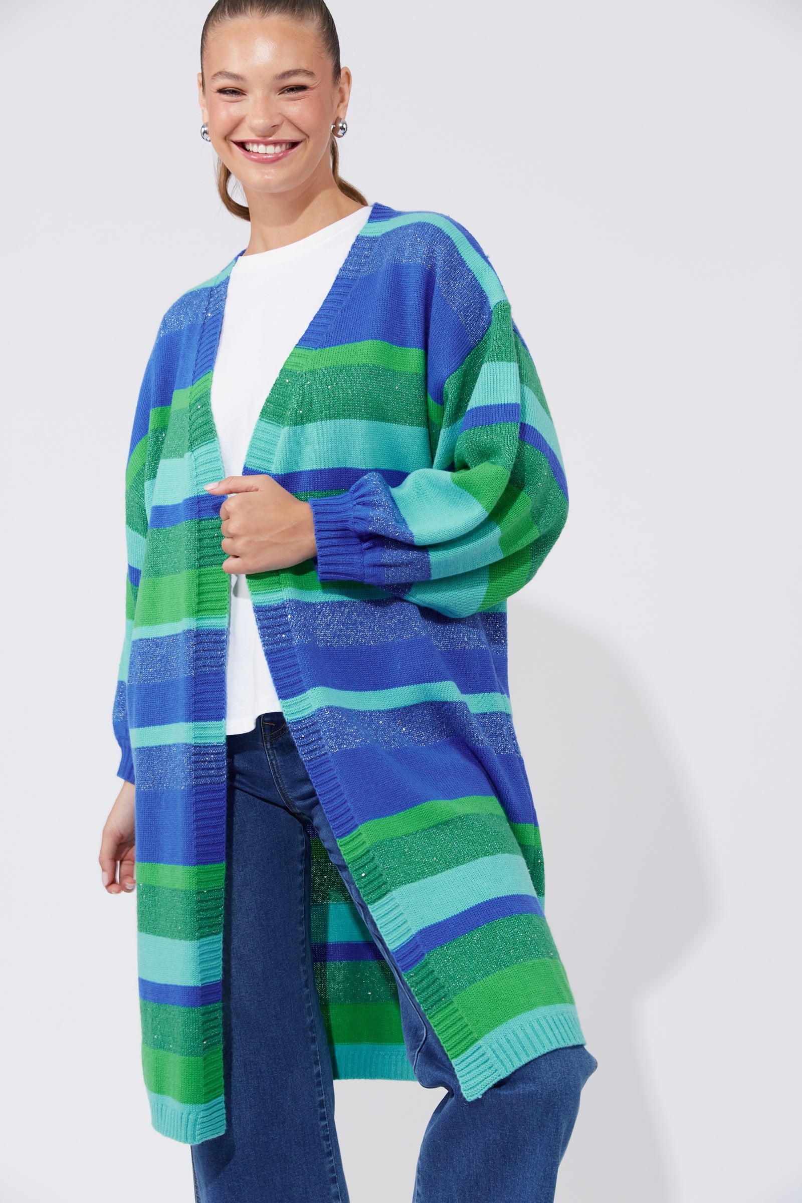 Yuma Stripe Long Knit Cardigan