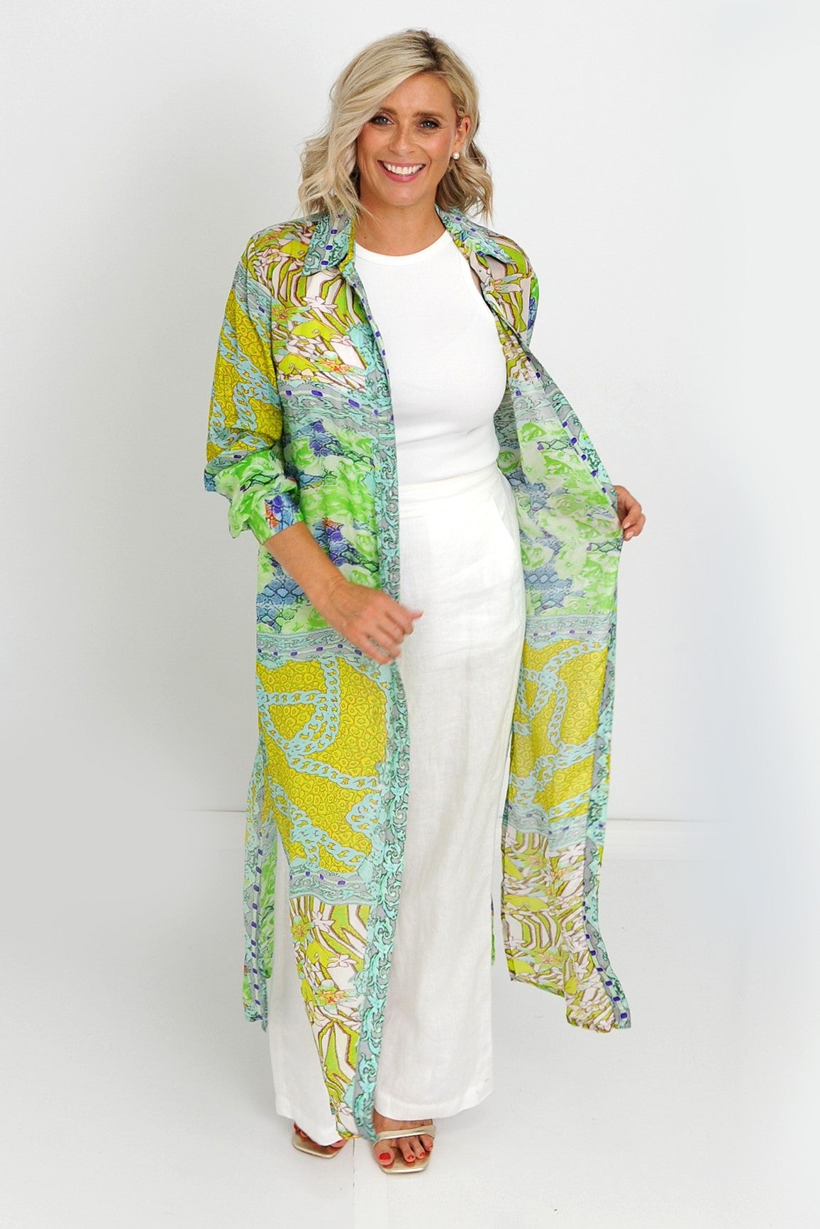 Sage Silk Shirt Dress