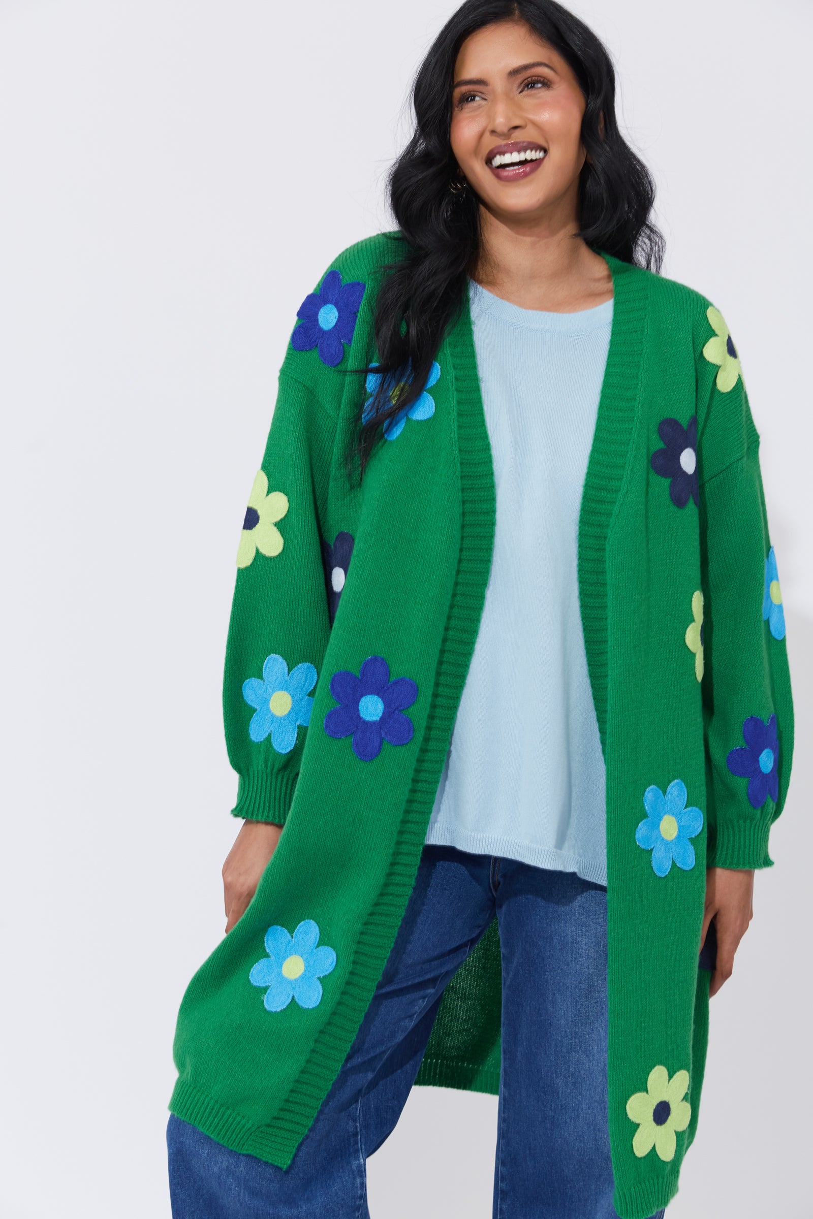 Delphi Flower Long Knit Cardigan
