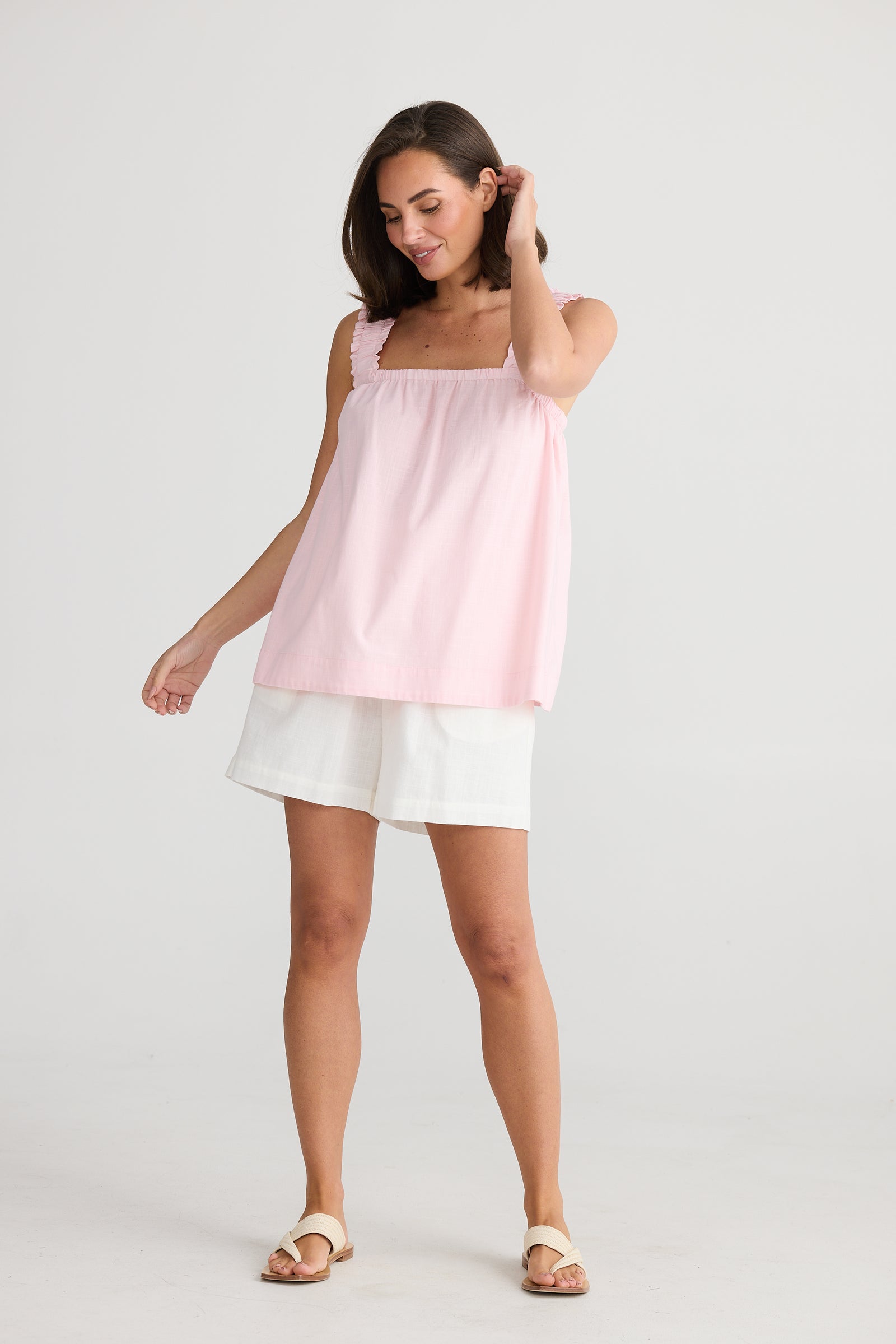 Holiday Trading Ladies Sleeveless Pink Penny Cotton Top.