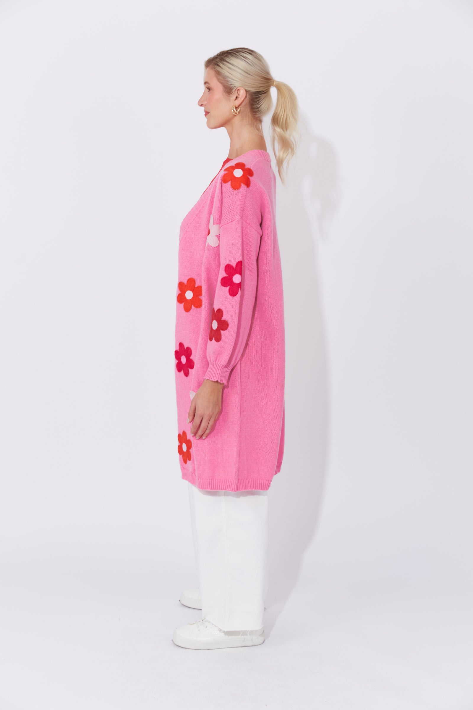 Delphi Flower Long Knit Cardigan