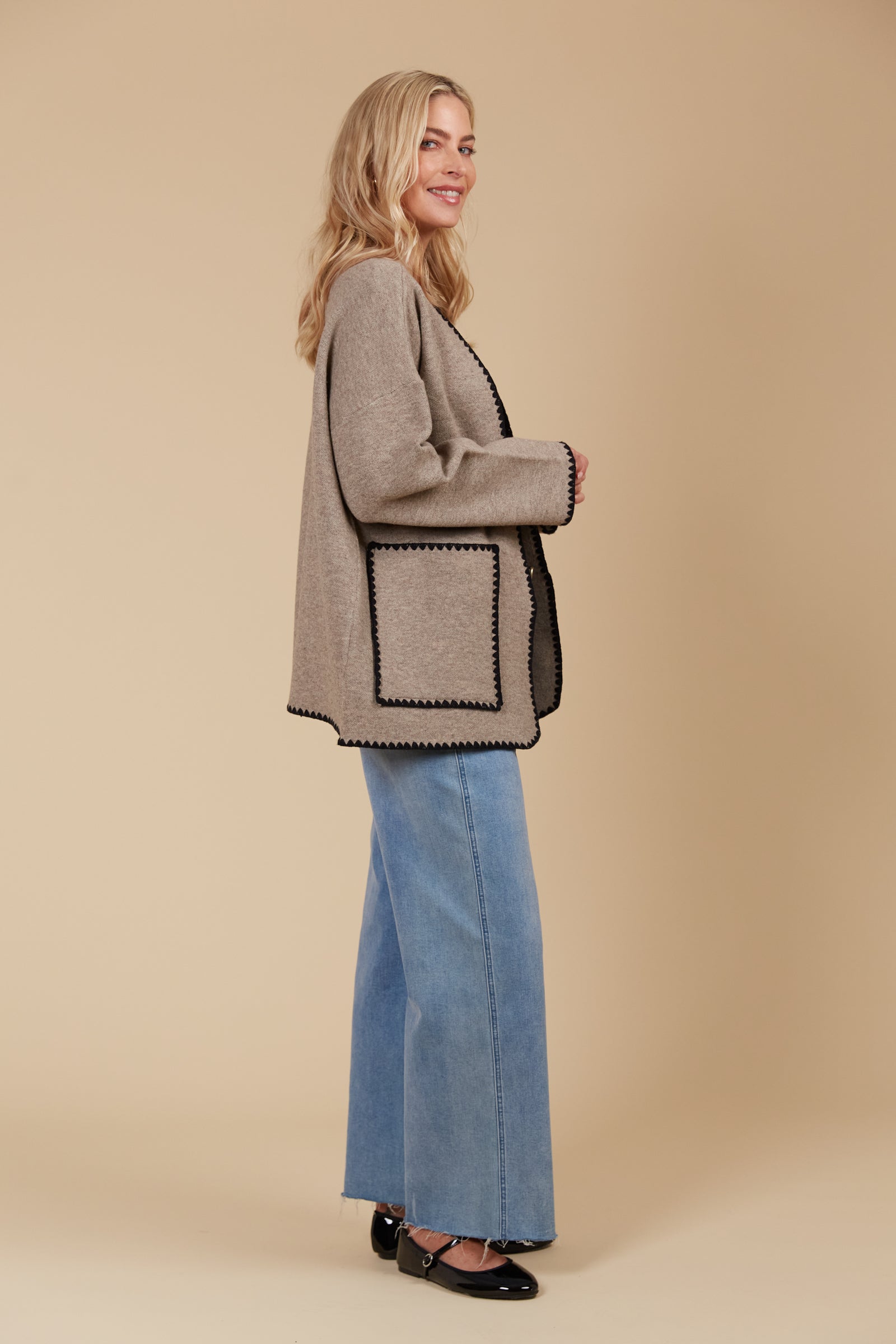 Athena Contrast Stitch Cardigan