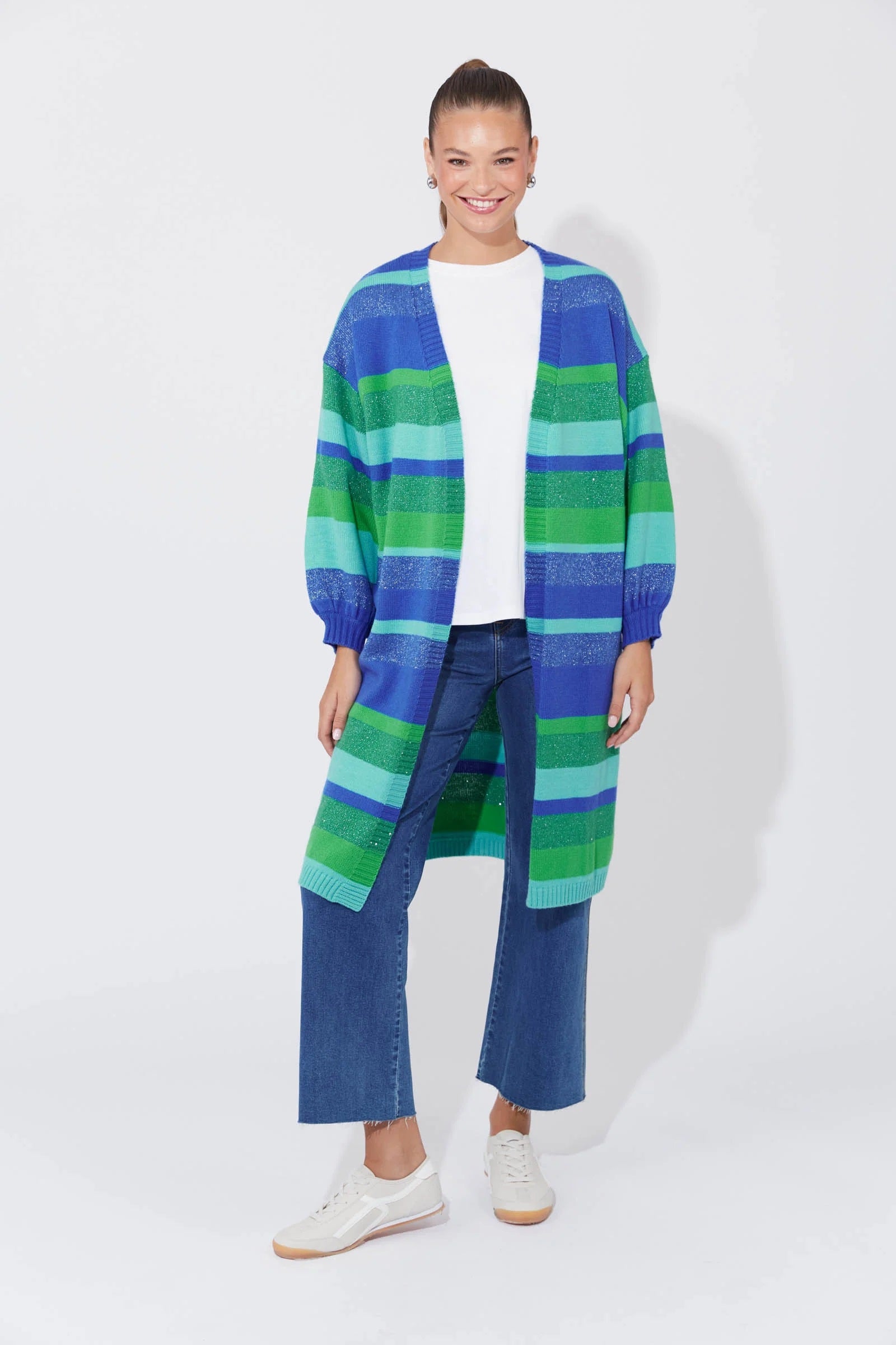 Yuma Stripe Long Knit Cardigan