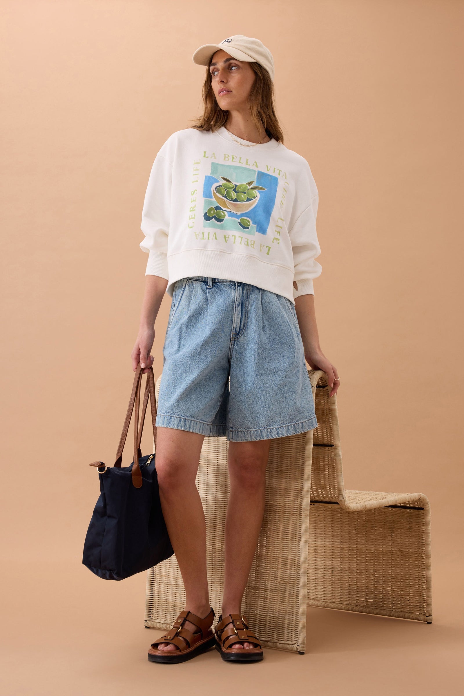 Sylvie Longline Pleat Denim Shorts