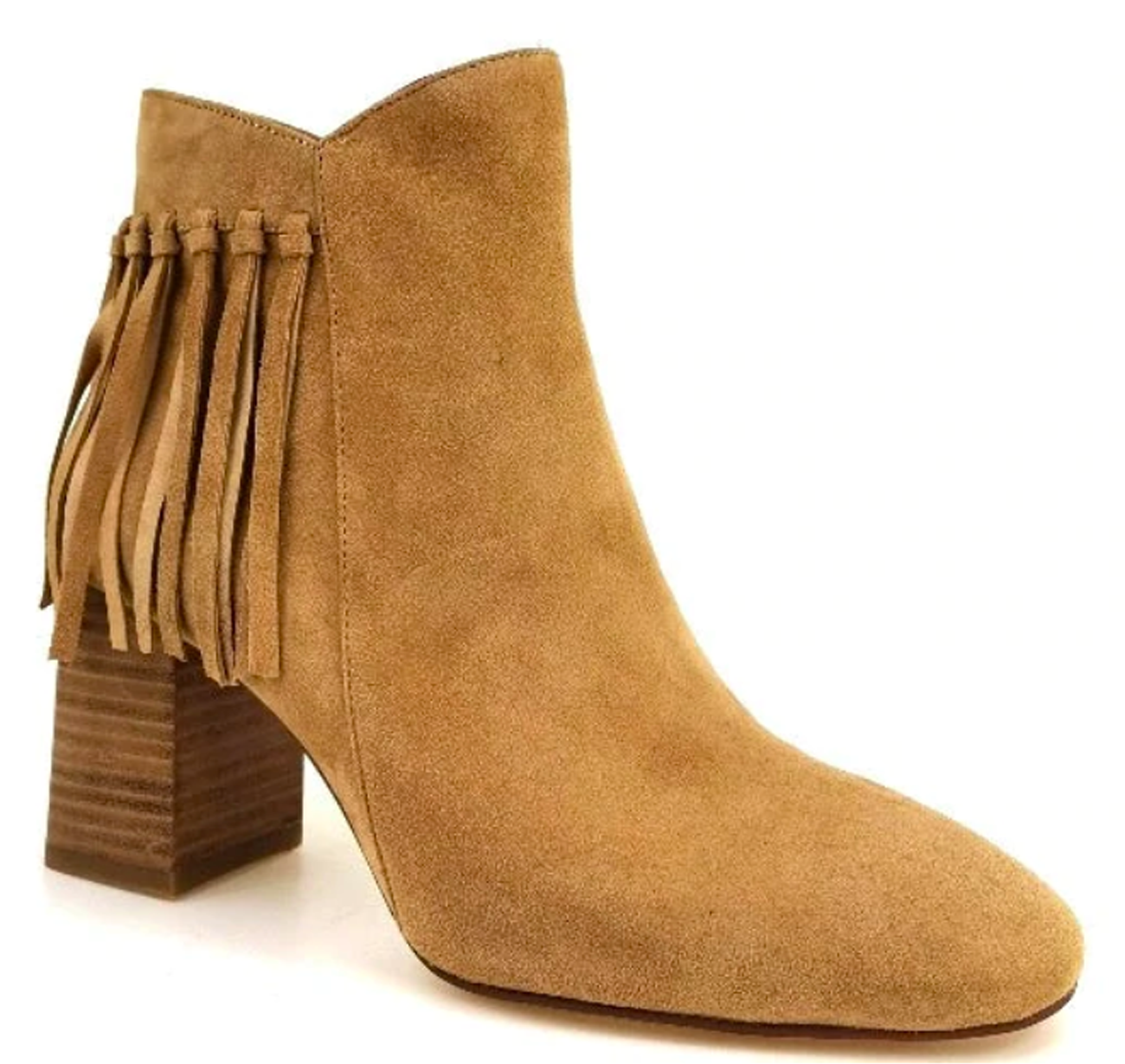 ladies ankle boots with fringe in seude  sand colour by mollini.