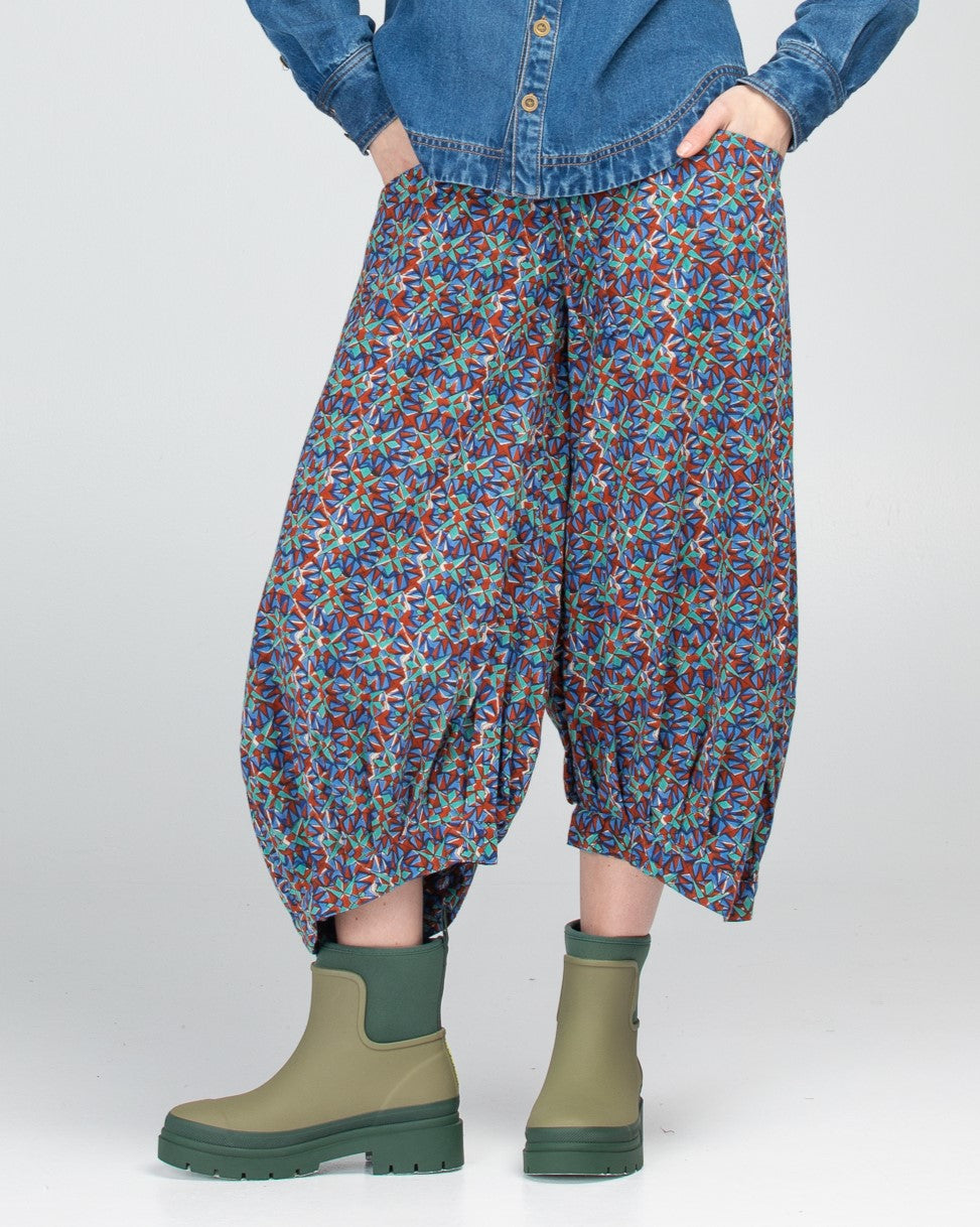 Guru Pants in Inez by Boom Shankar, Cuffs on Hem, Elasticated Waist with Tie and all cotton.