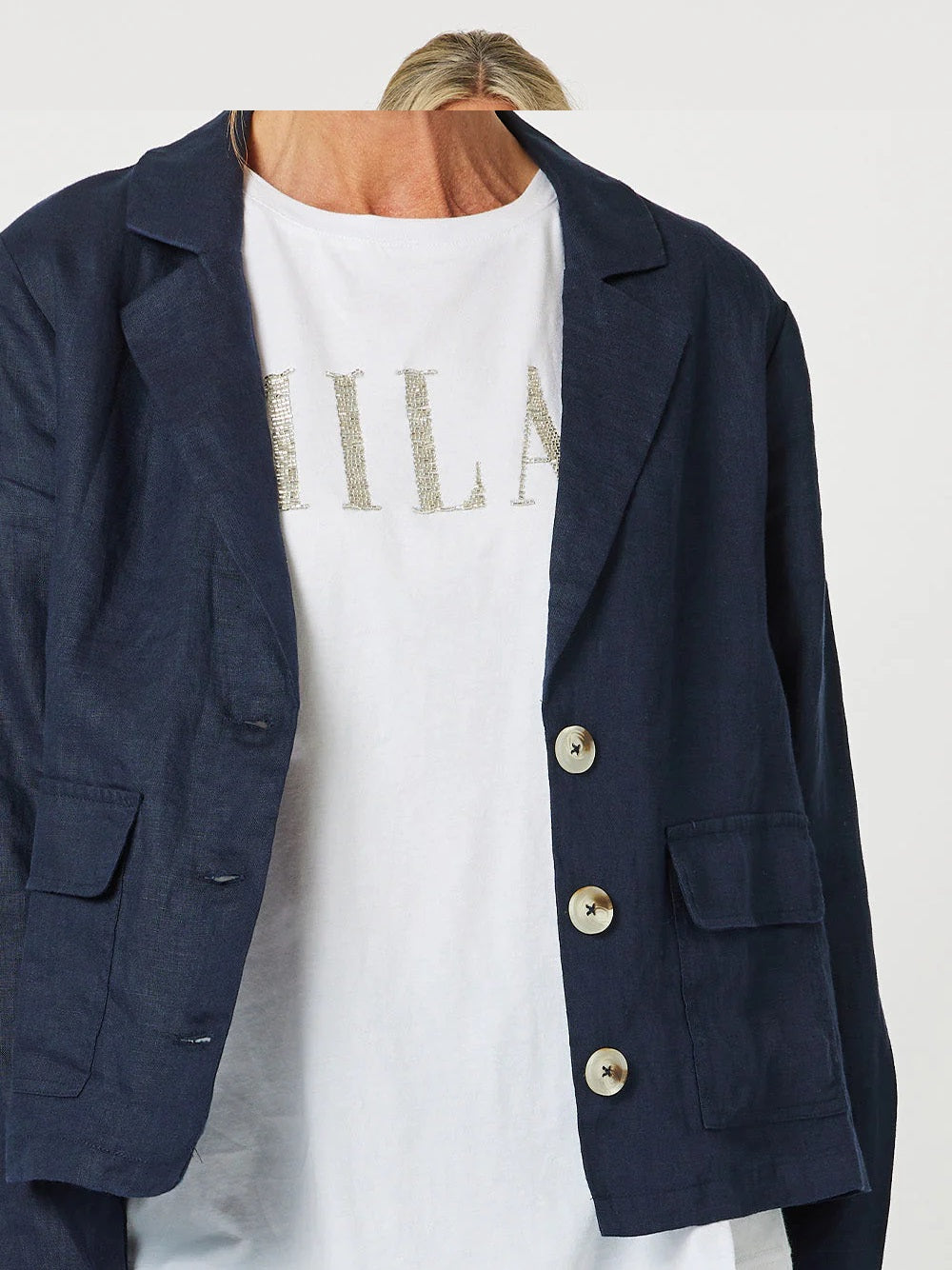 Danielle Cropped Linen Blazer