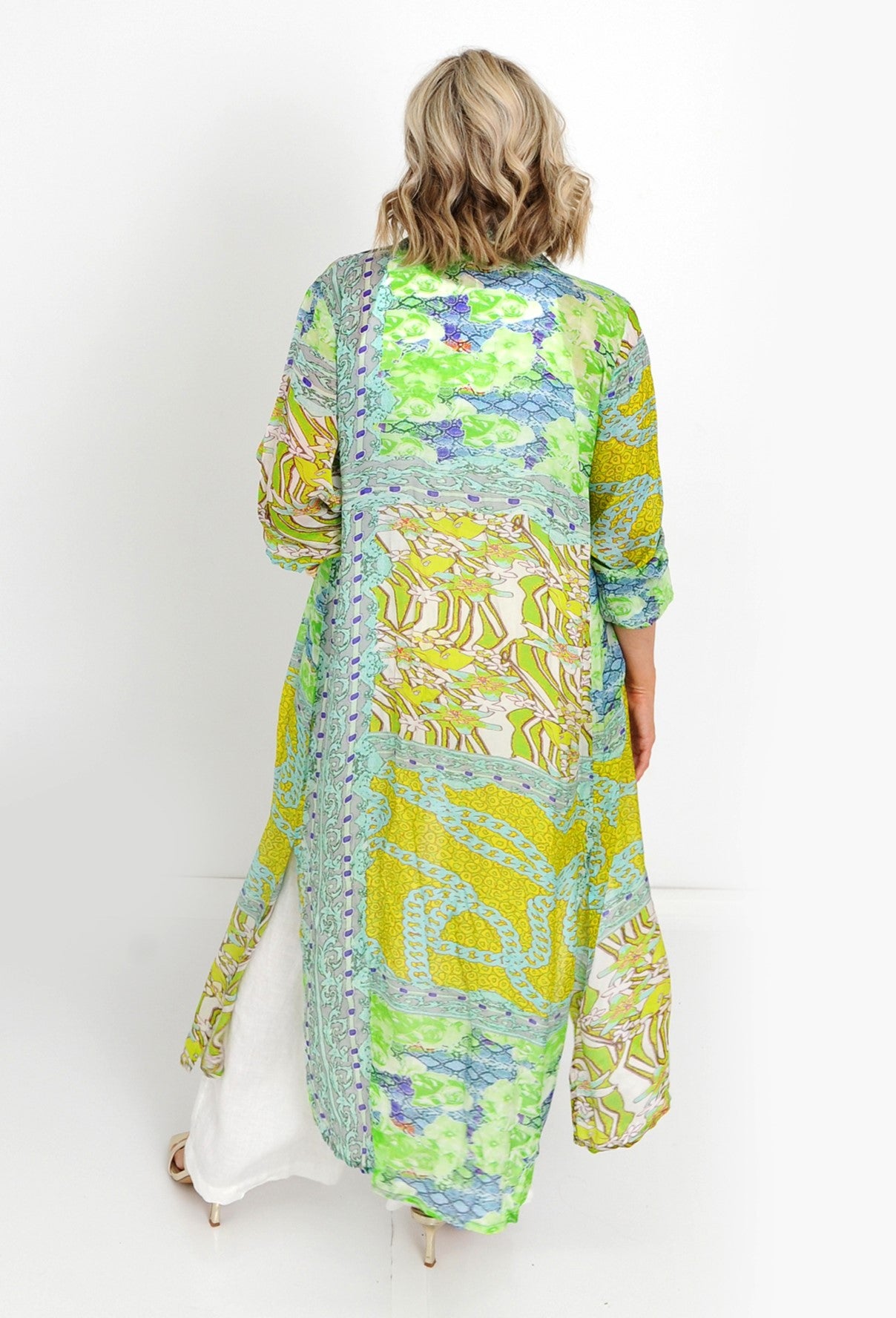 Sage Silk Shirt Dress