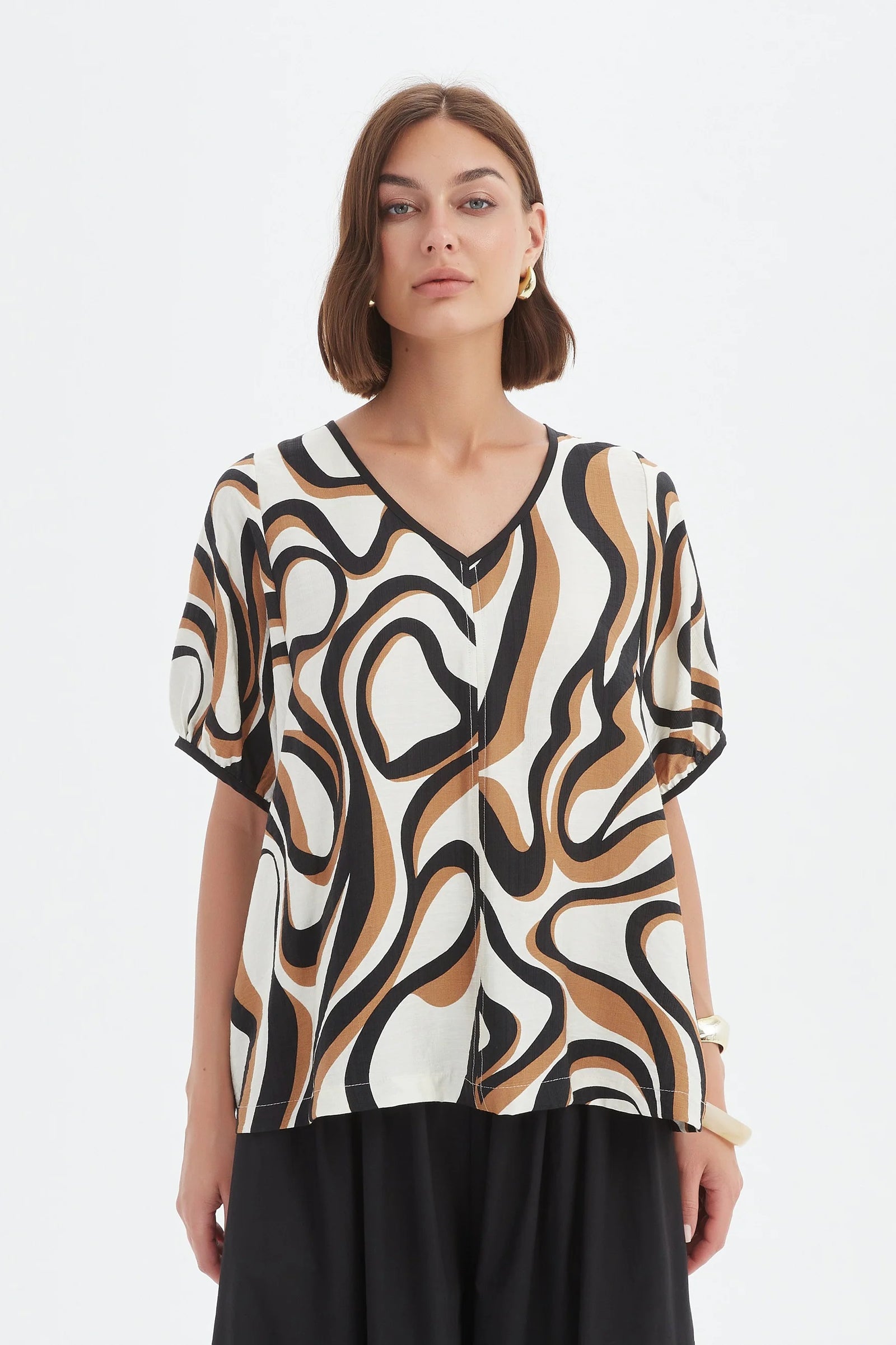 Bishop Sleeve Swirl Top