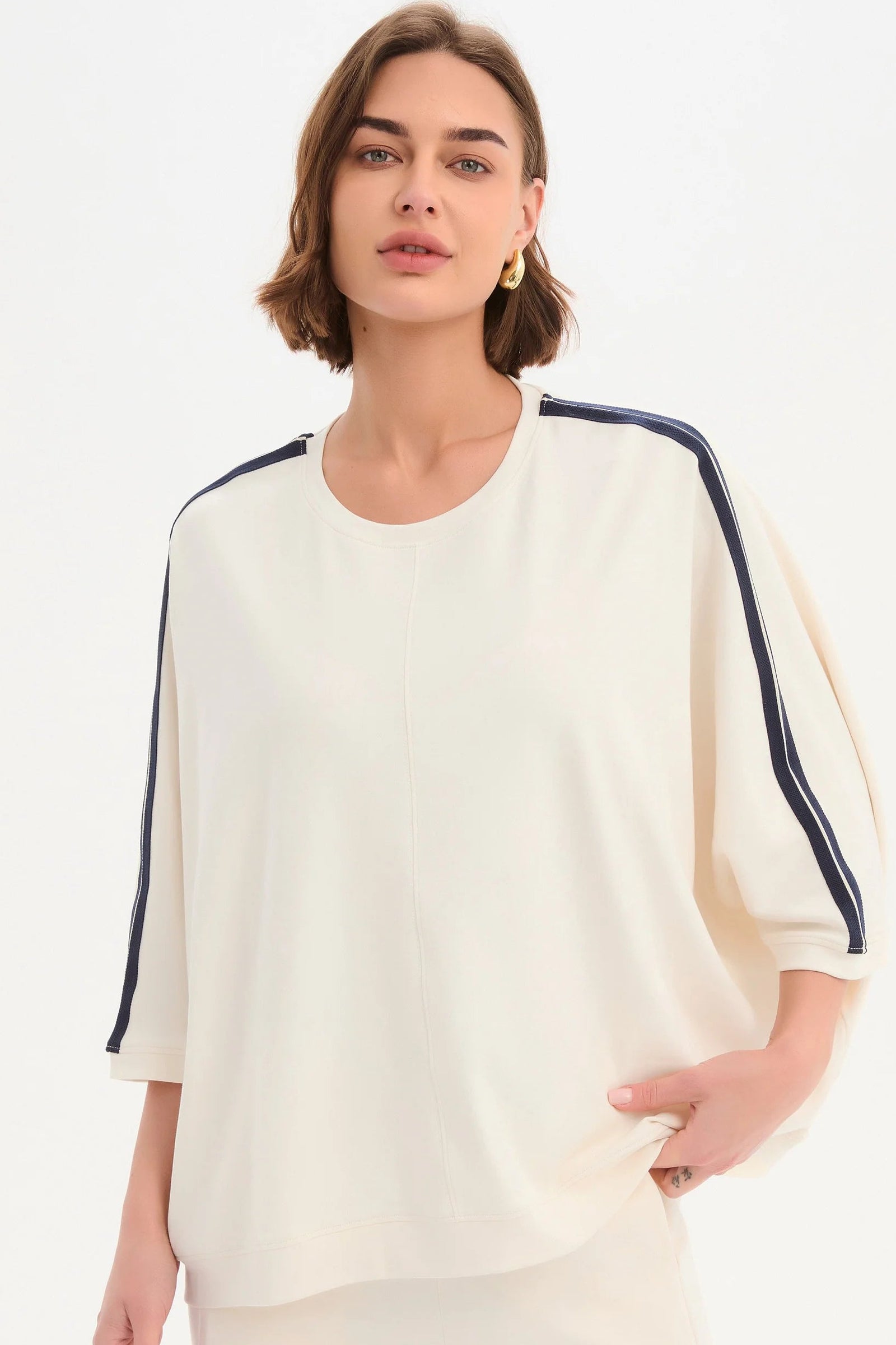 Oversized 3/4 Stripe Sleeve Tee