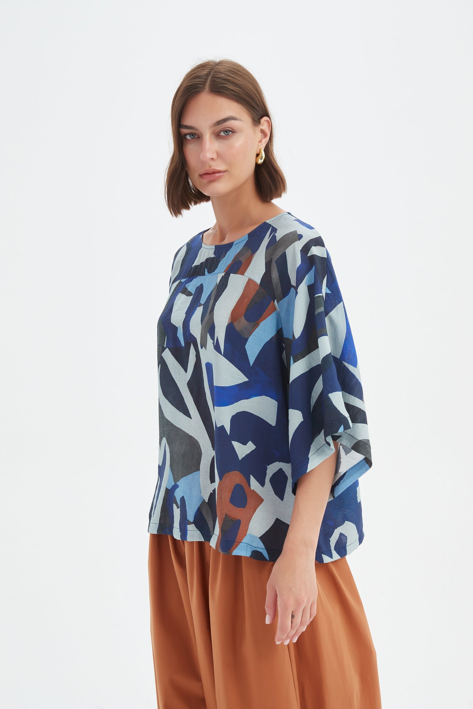 Wide Sleeve Print Top