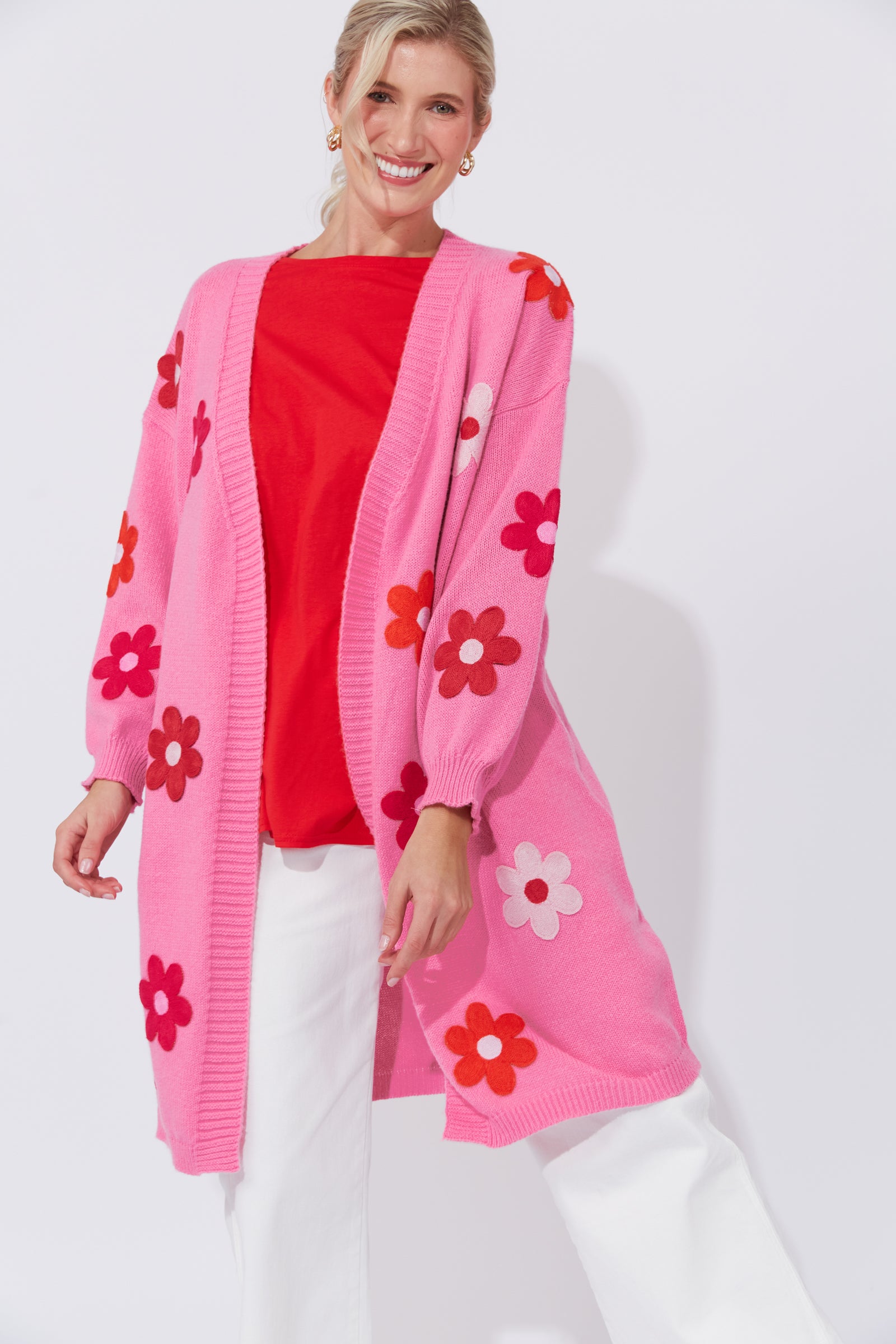 Delphi Flower Long Knit Cardigan