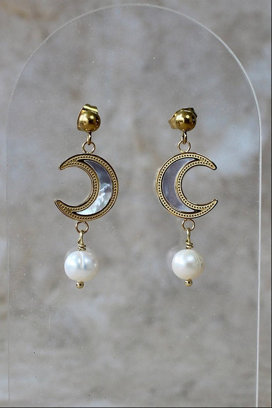 Moon Ball Stud Earrings