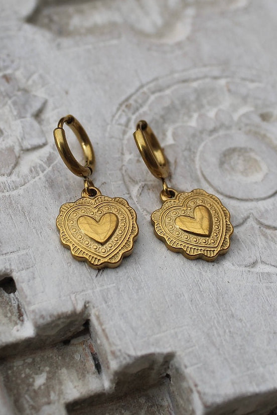 Mex Hearts Huggies Earrings