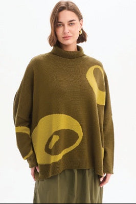Retro Circle Print Knit Jumper