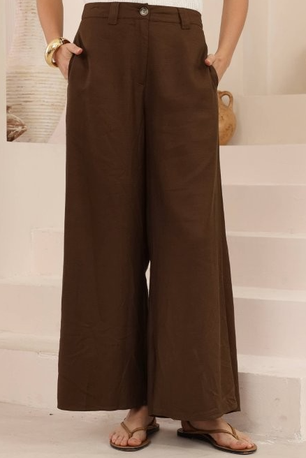 Wide Leg Silk and Linen Pant