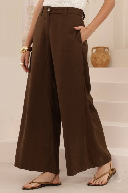 Wide Leg Silk and Linen Pant