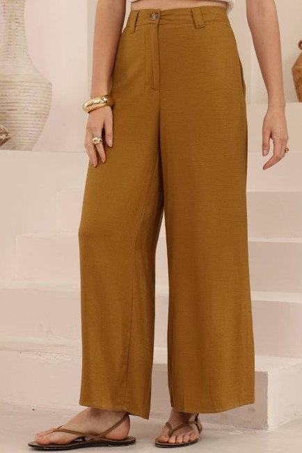 Wide Leg Silk and Linen Pant