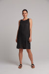 eb&ive sleeveless black linen studio midi dress