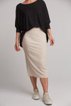 ribbed stretch relaxed fit studio jersey midi skirt tusk / cream