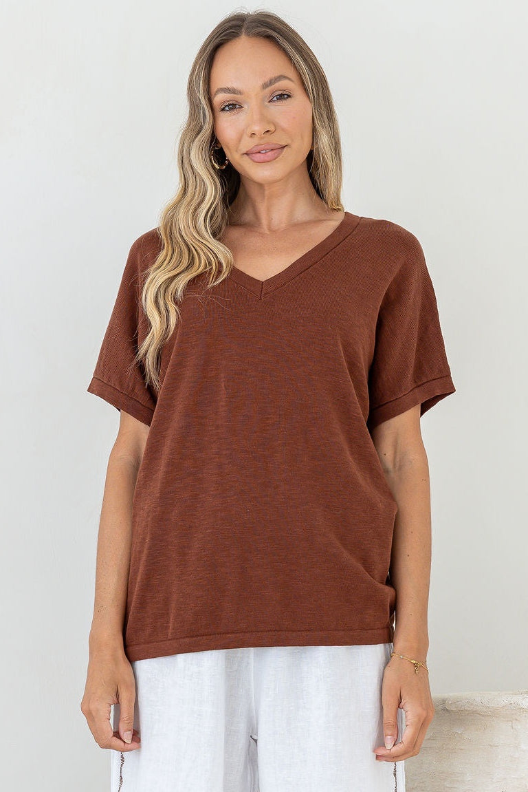 Cotton V Neck Top
