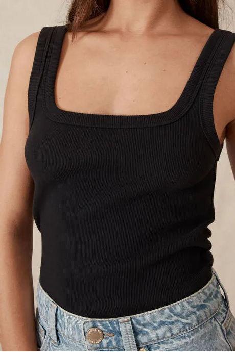 Zaeli Contour Rib Square Neck Tank
