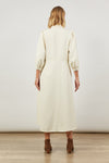 Back view of Women's Urban maxi Dress in Cream  from Isle of Mine. 3/4 sleeves just above ankle length